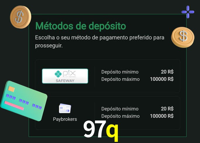 O cassino 97q oferece uma grande variedade de métodos de pagamento